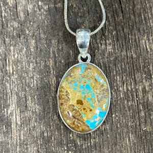Sterling Silver and Boulder Ribbon Turquoise Necklace 29609