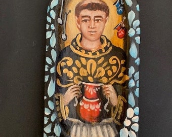 Hand Carved/Painted Retablo of San Pasqual, Patron Saint of Cooks/Kitchens  – 28267