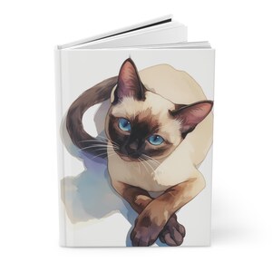 Carnet cartonné chat siamois, carnet de notes avec pages lignées