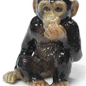 Miniature Hand-Painted Porcelain Baby Chimp for Dollhouse, Diorama, Game Piece 28936