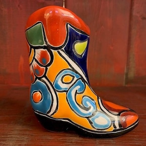 Authentic Talavera Ceramic Cowboy Boot - Small