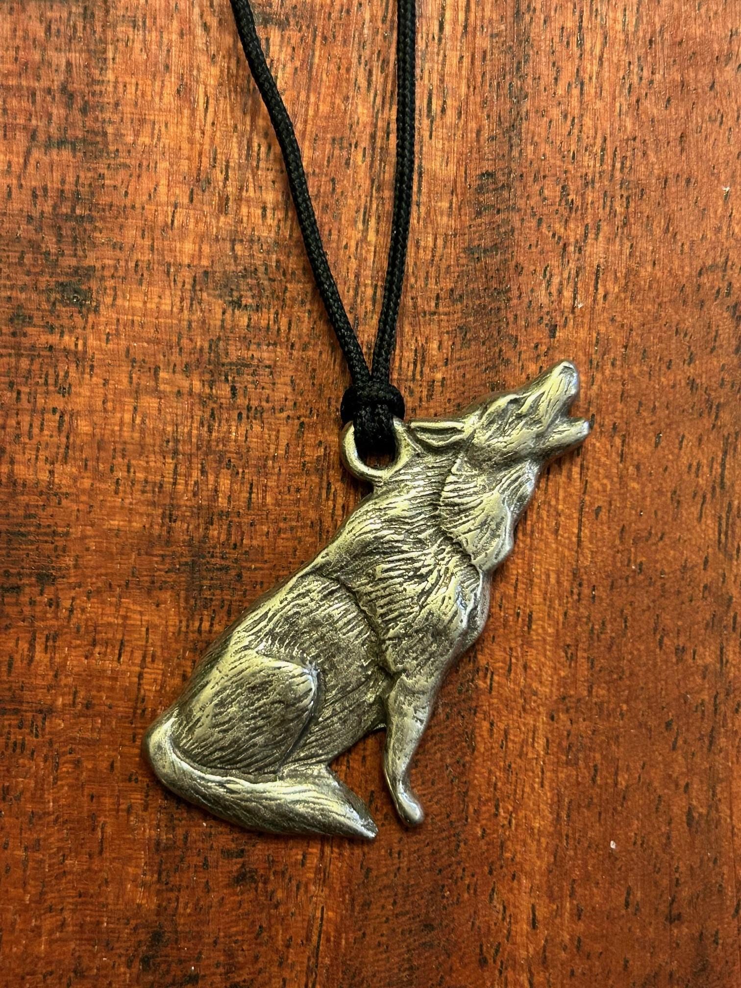Antiqued Sterling Silver Howling Wolf Hobo Coin Round Charm Pendant