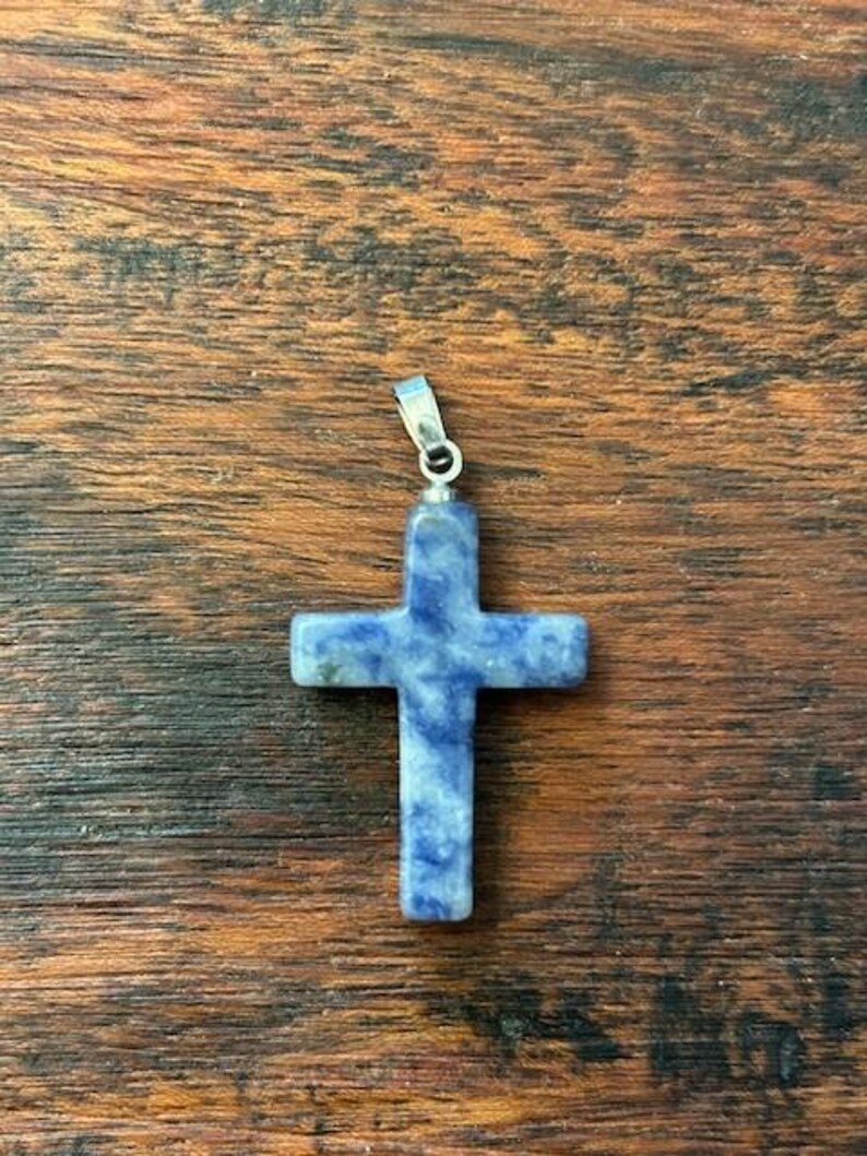 Carved Sodalite Stone Cross Pendant 31589 - Etsy