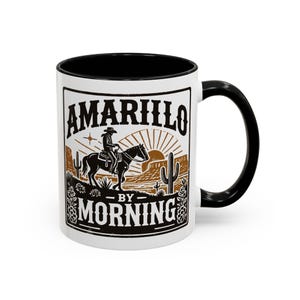 Fun Country-Themed &quot;Amarillo by Morning&quot; Ceramic Coffee Mug - Rustic Southwest Style, Western Decor, Cowboy Lover Gift, 11 Ounce