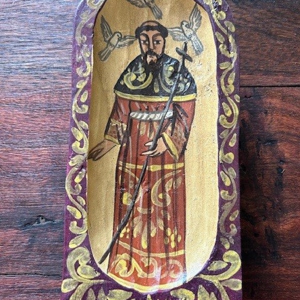 Hand Carved/Painted Retablo of St. Francis of Assisi, Patron Saint of Animals – 28438