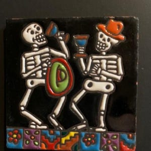 Geglazuurde tegel Day of the Dead Dia de los Muertos Dos Amigos - 25486