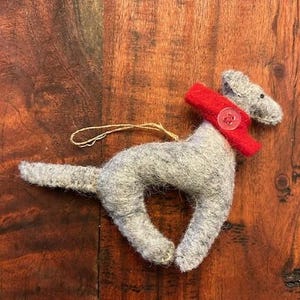 Hand-Crafted Felt Ornament of a Greyhound Dog 29444