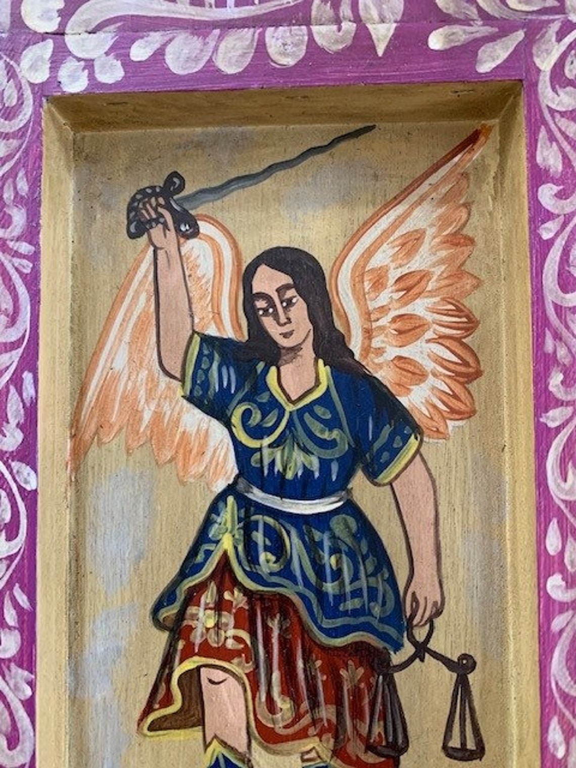 Wooden Framed Retablo of St. Michael the Warrior 28337 - Etsy