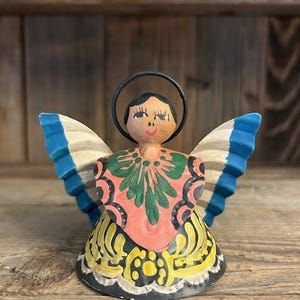Hand-Painted Vintage Folk Art Tin Angel with Wide Wings 30179