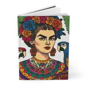 Hardcover Journal Notebook Diary with Frida Kahlo-Inspired Cover