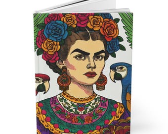Hardcover Journal Notebook Diary with Frida Kahlo-Inspired Cover