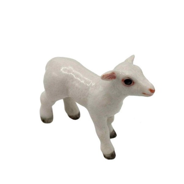 Hand-Painted Miniature Porcelain Little Lamb Figurine 27086