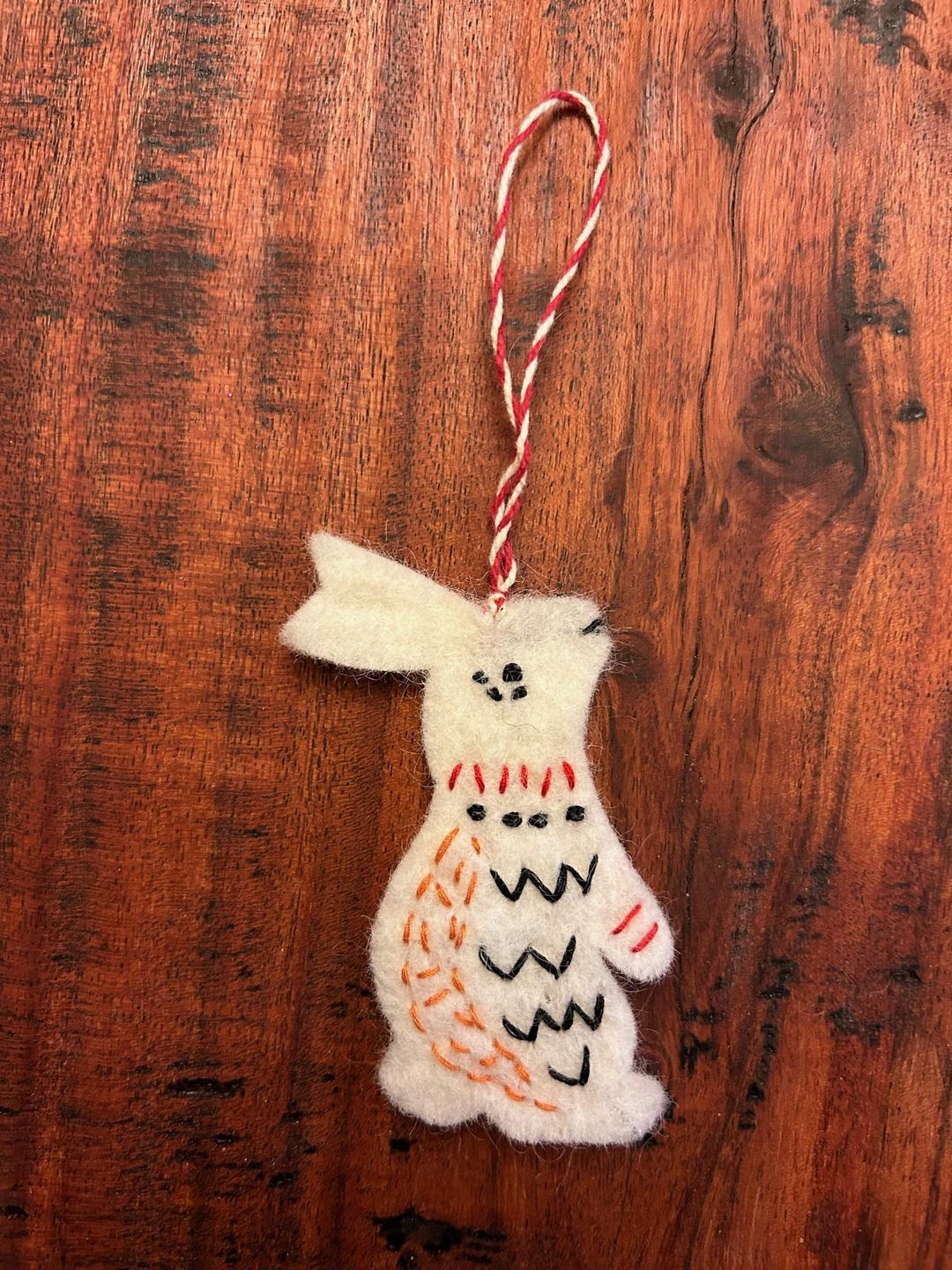 Hand-felted and Embroidered White Rabbit Ornament 29413 - Etsy