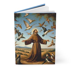 St. Francis of Assisi Journal, Patron Saint of Animals, Religious Art, Hardcover Notebook