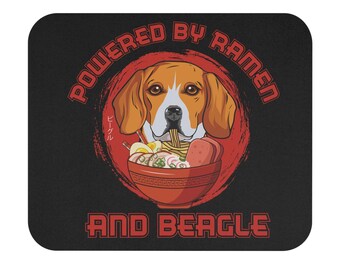 Alfombrilla de ratón divertida y divertida "Powered by Ramen and Beagle"