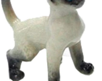 Hand-Painted Miniature Porcelain Siamese Cat Figurine 27076