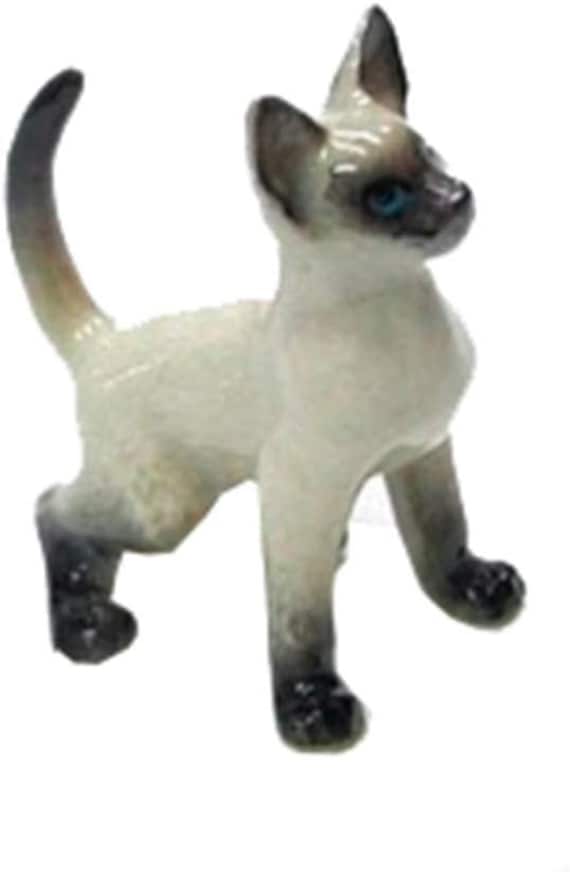 手描きのミニチュア磁器製シャム猫の置物 27076 - Etsy 日本