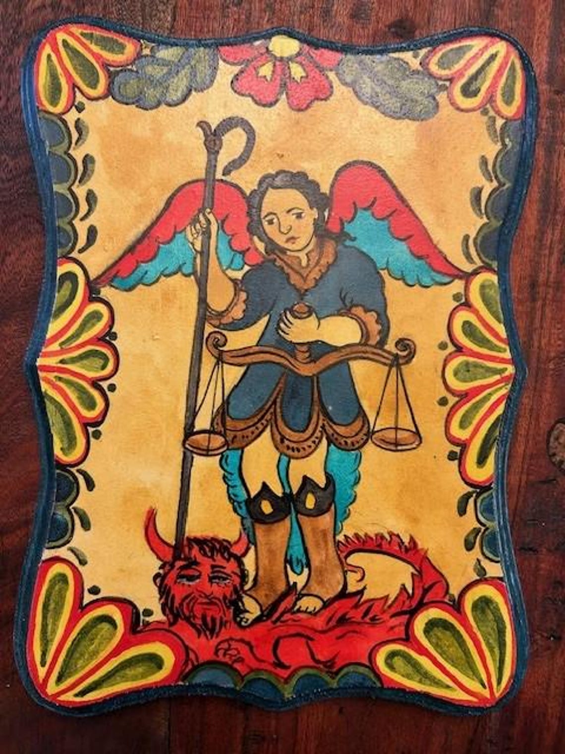Hand-painted Retablo of St. Michael, the Protector and Warrior 30281 - Etsy