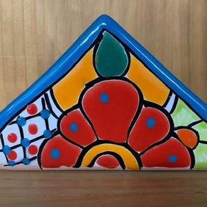 Authentic Hand-Painted Talavera Napkin Holder – Turquoise