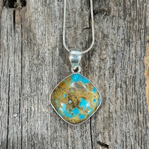 Sterling Silver and Boulder Ribbon Turquoise Pendant 29620