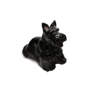 Miniature Hand-Painted Porcelain Black Scottie Terrier Dog  Dollhouse, Diorama, Game Piece 28920