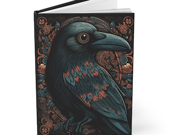 Hardcover Journal Notebook With Raven Crow Design