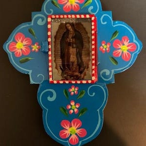 Hand-Painted Religious Tin Nicho of Our Lady of Guadalupe – 26567