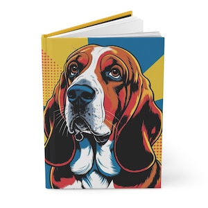 Hardcover Journal Notebook with Pop Art of a Bassett Hound Dog