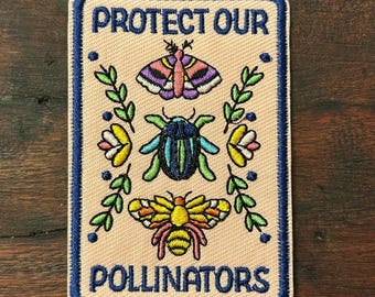 Embroidered Patch Applique Emblem with “Protect our Pollinators” 32031