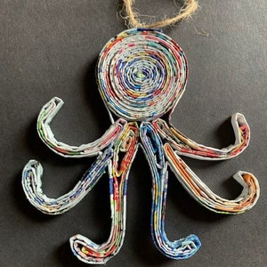 Hand-Crafted Quilled Paper Octopus Ornament – Recycled, Eco-Friendly