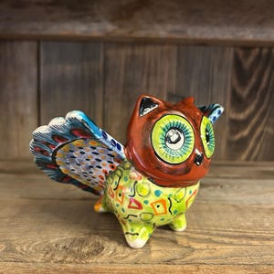 Hand-Painted Talavera Fantasy Owl Large 31515