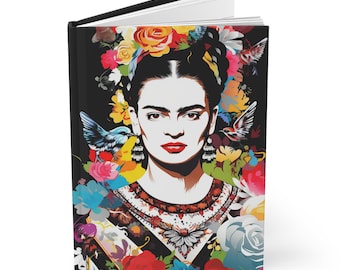 Frida Kahlo-Inspired Hardcover Journal - Notebook, Daily Diary, Lined Pages