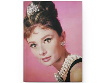 Elegante diario de tapa dura de Audrey Hepburn, diario tipo cuaderno