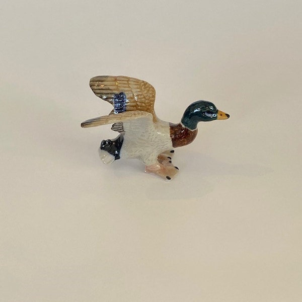 Hand-Painted Miniature Porcelain Mallard  Duck Figurine – 25122