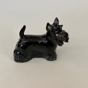 Hand-Painted Miniature Black Scottish Terrier Porcelain Figurine – 25051