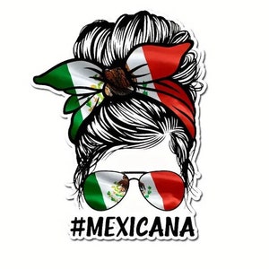 UV-bestendige vinylsticker met mooie Mexicaanse vrouw en '#Mexicana'. 28626