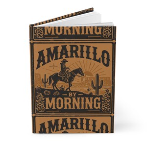 Diario de tapa dura con temática del Oeste "Amarillo By Morning", cuaderno con diseño vaquero, diario rústico para escribir, regalo para amantes de la música country. imagen 1