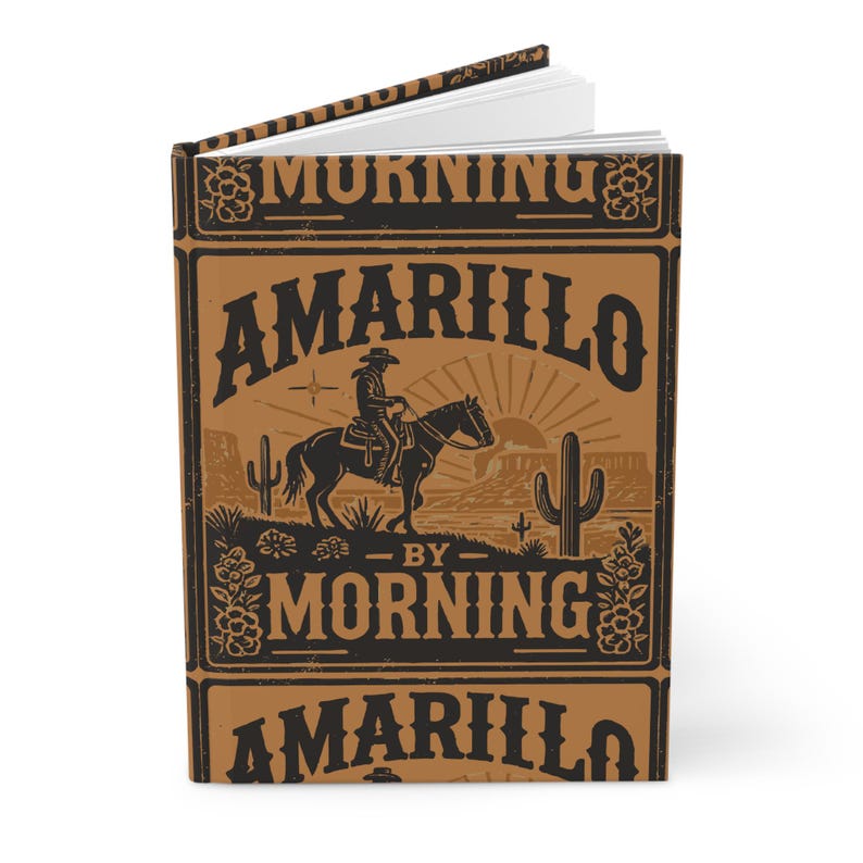 Diario de tapa dura con temática del Oeste "Amarillo By Morning", cuaderno con diseño vaquero, diario rústico para escribir, regalo para amantes de la música country. imagen 1