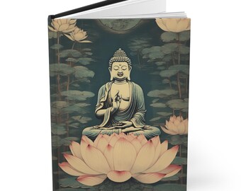 Hardcover Journal Notebook Diary with Buddha and Lotus