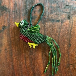 Hand-Beaded Quetzel Bird Ornament 28907