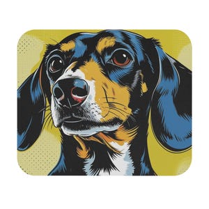Mouse Pad (Rectangle) with Dachshund Dog Pop Art