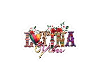 Colorful Vinyl Sticker Decal with "Latina Vibes" for Car, Laptop, Water Bottle y mas