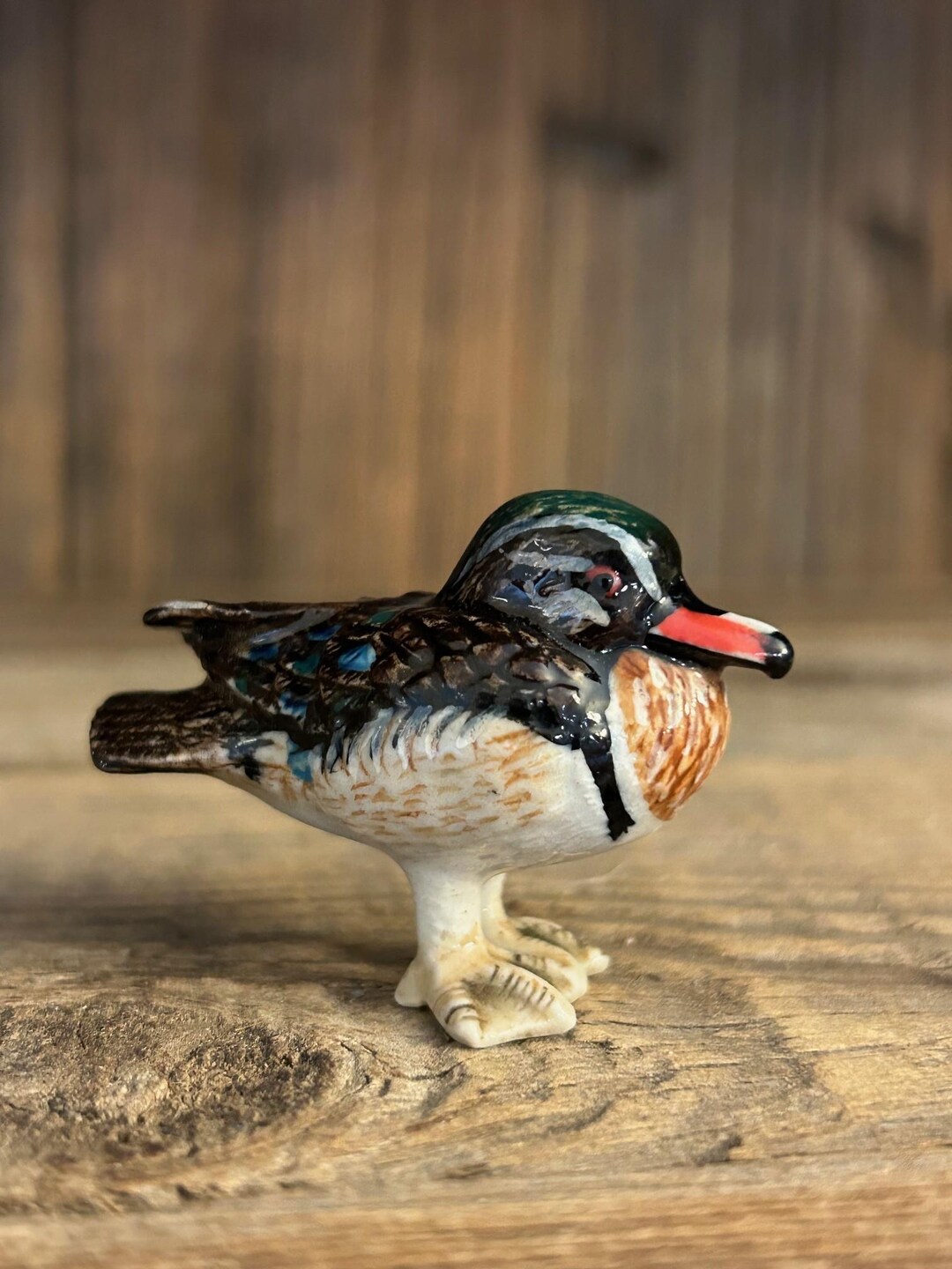 海外の置物 Hand-painted Miniature Porcelain Wood Duck 28729 - Etsy