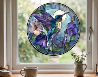 Window Cling Suncatcher of a Vibrant Hummingbird 32005