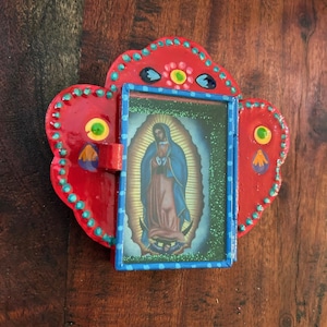 Hand-Painted Tin Nicho with Our Lady of Guadalupe Image 30649