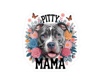 Pit Bull Dog-Themed Vinyl Decal with "Pitty Mama"