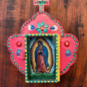 Hand-Painted Tin Nicho with Our Lady of Guadalupe Image 30529