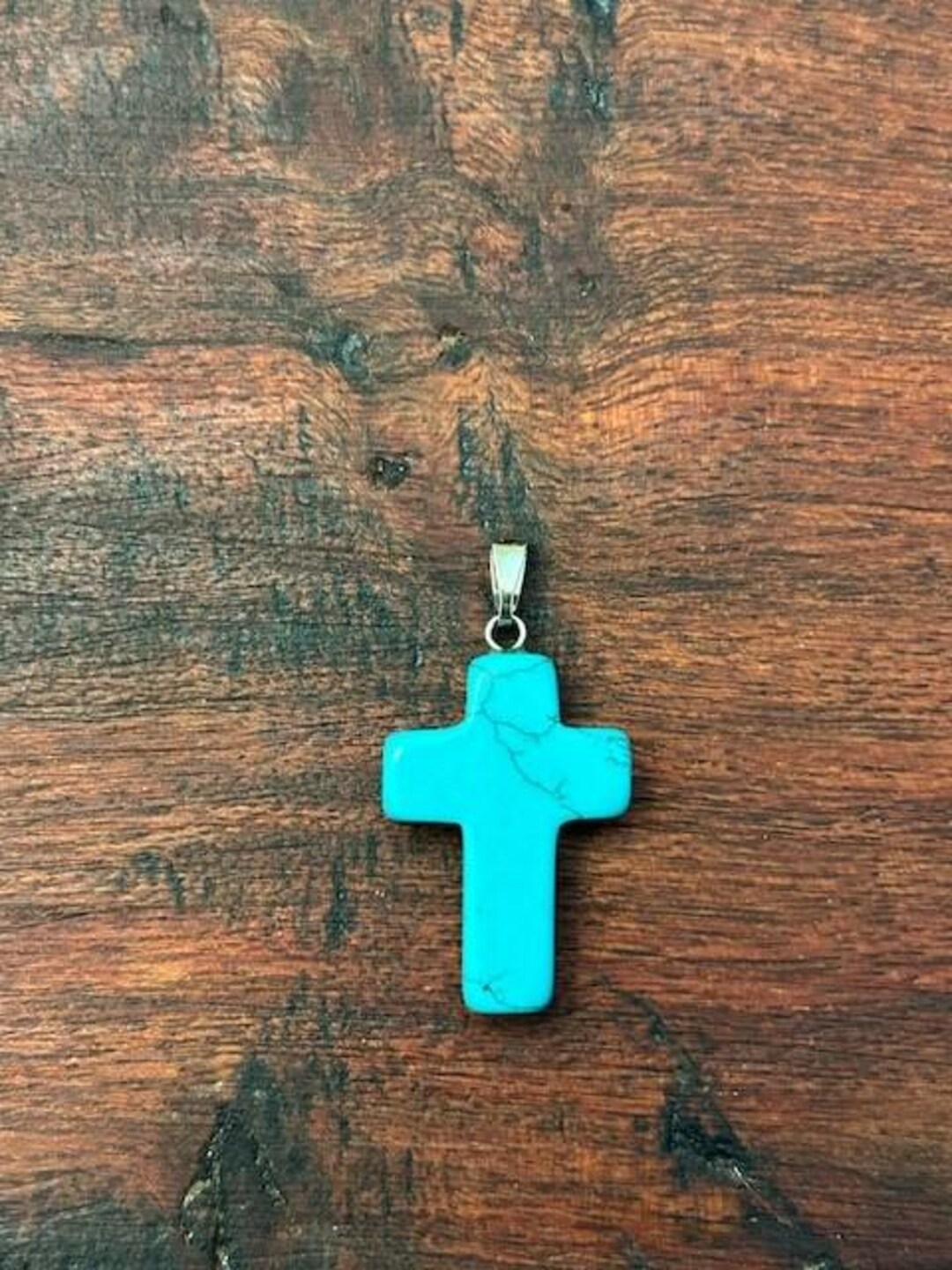Carved Turquoise-tined Howlite Stone Cross Pendant 31586 - Etsy