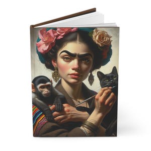 Frida Kahlo-Inspired Hardcover Journal, Notebook, Daily Diary, Lined Pages.