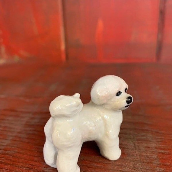 Hand-Painted Miniature Porcelain Figure Bichon Frise Dog 28373